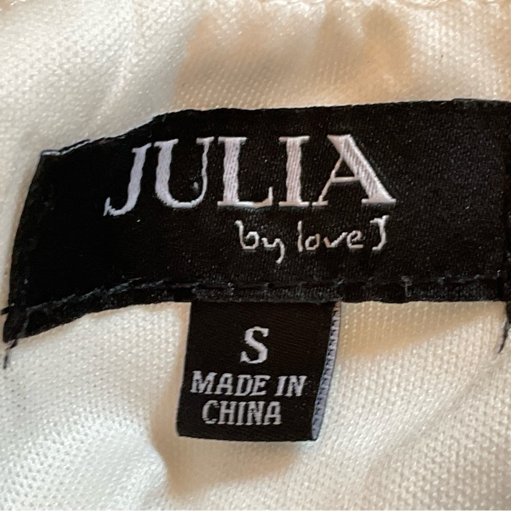 Julia by Love White Rosette Crop Top Puff Sleeve Bridal Event Size S - Picture 3 of 14